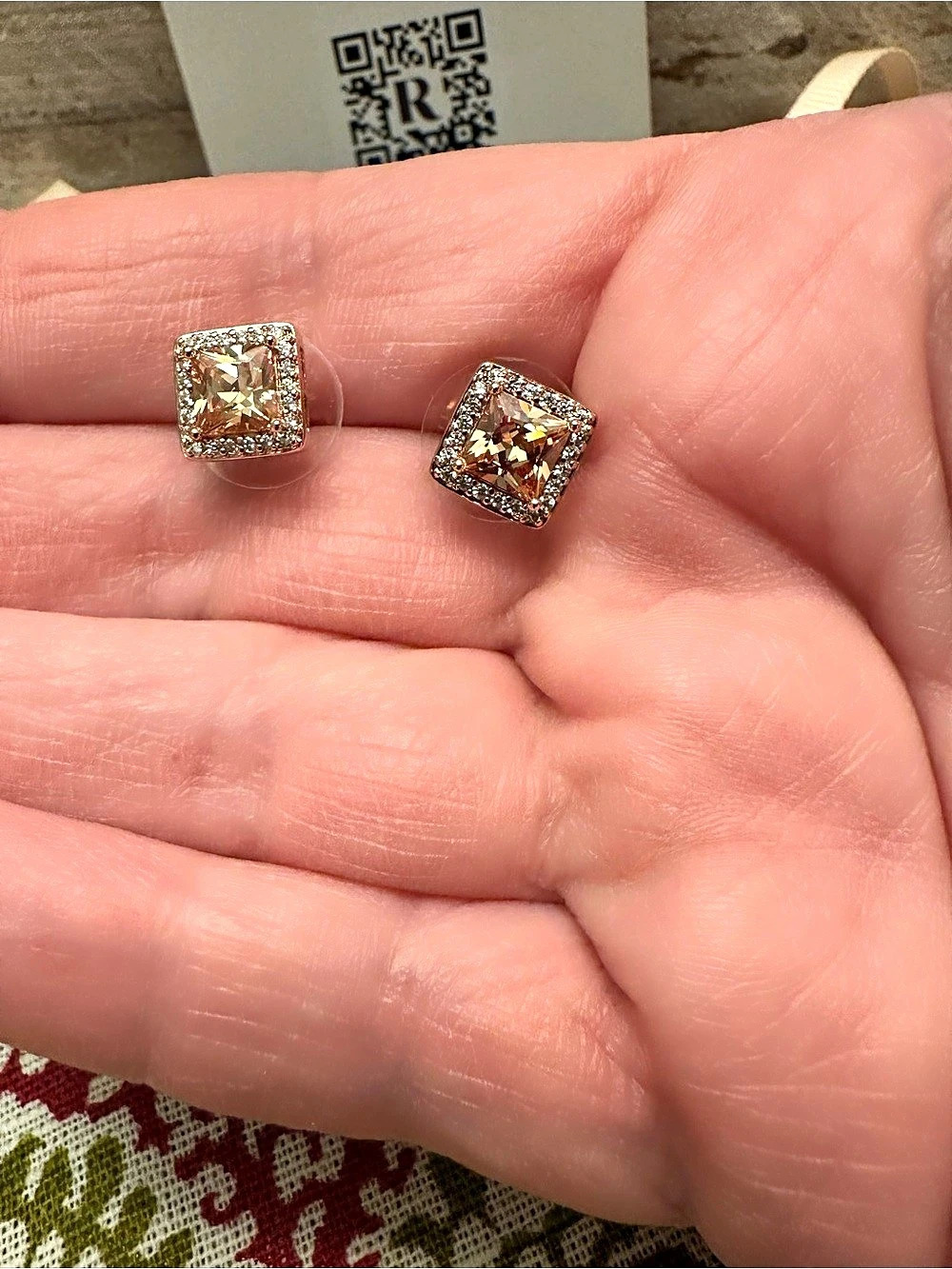 Rocksbox Rose Gold-Tone Crystal Stud Earrings New